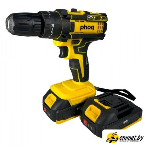 Ударная дрель-шуруповерт PHOQ DYDB1-1 (с 2-мя АКБ, кейс)