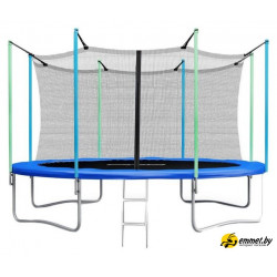 Батут Atlas Sport 374 см - 12ft (с лестницей, внутренняя сетка, синий)