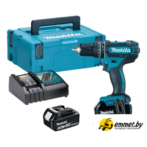 Ударная дрель-шуруповерт Makita DHP482RTJ (с 2-мя АКБ, кейс)