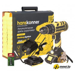 Ударная дрель-шуруповерт Hanskonner HCD1865I (с 2-мя АКБ, кейс)