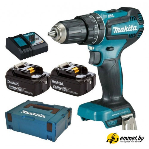 Ударная дрель-шуруповерт Makita DHP485RTJ (с 2-мя АКБ 5 Ач, кейс)